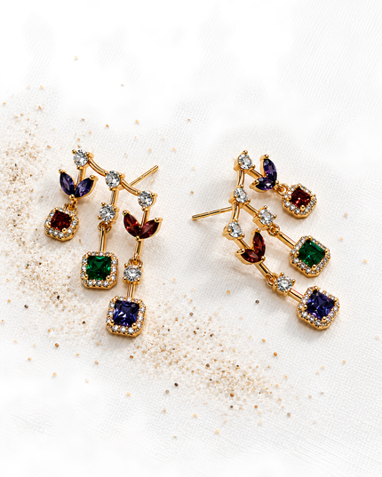 Aurora Multicolour Crystal Floral Drop Earrings