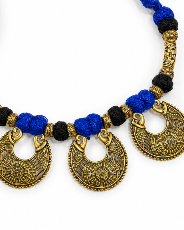 Rama Blue Thread Antique Gold Necklace