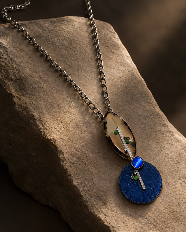 Crag Azure Stone Statement Pendant
