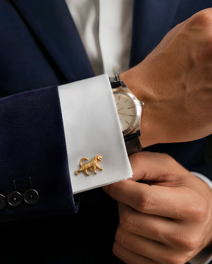 Brother's Royal Rakhi Combo – Lion Brooch & Tiger Cufflinks | Premium Gift Set