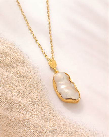Baroque Pearl Pendant Necklace – Gold Chain | Mukta Collection