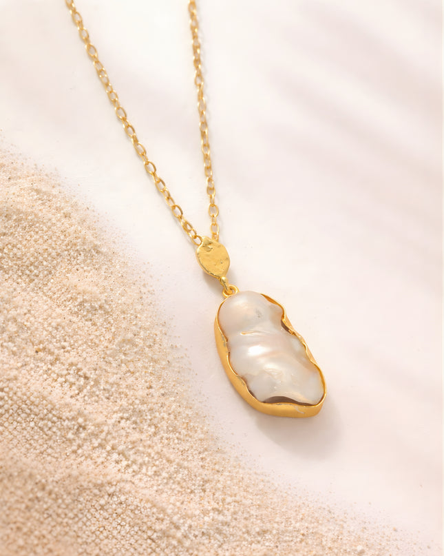 Baroque Pearl Pendant Necklace – Gold Chain | Mukta Collection