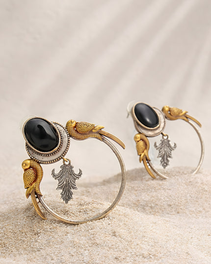 Noir Bird Hoop Earrings