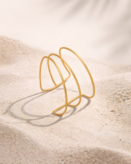 Gold-Tone Abstract Multi-Line Open Cuff Bracelet