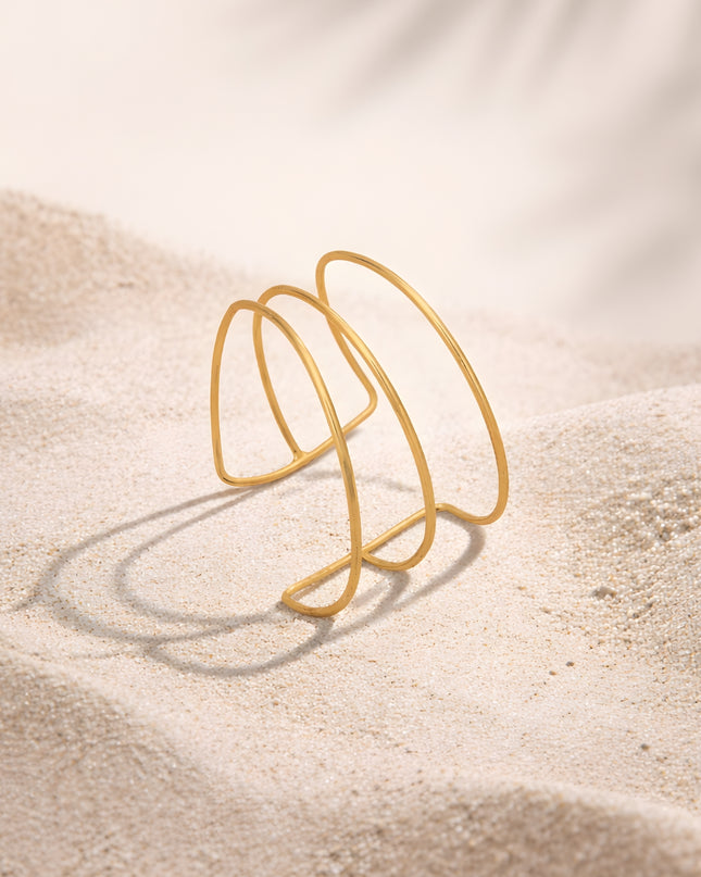 Gold-Tone Abstract Multi-Line Open Cuff Bracelet