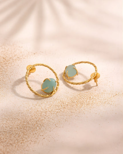 Mint Glow Twisted Halo Earrings