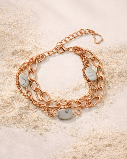 Luna Layered Charm Bracelet – Rose Gold & Marble Accents
