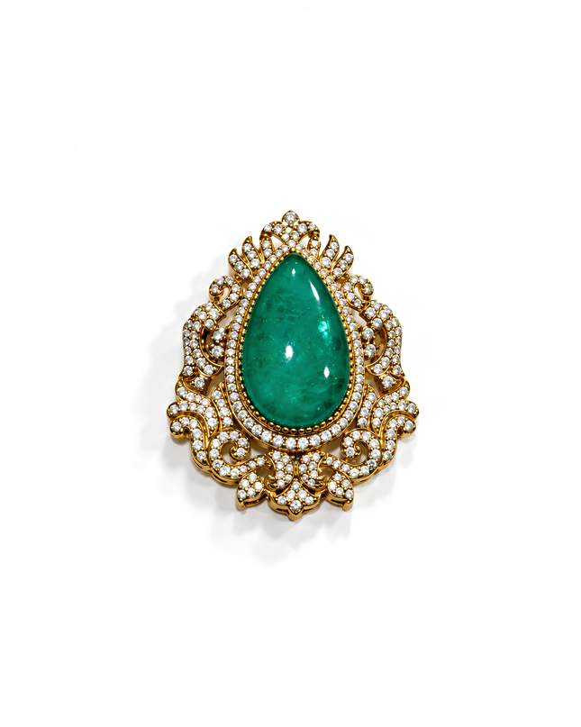 Emerald Empress Royal Crystal Brooch