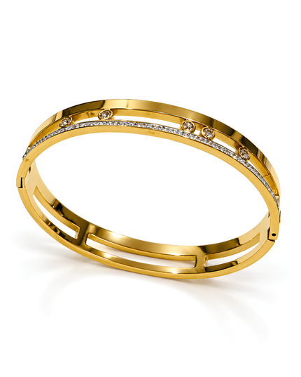 Luxe Orbit Gold Plated Crystal Openwork bangle
