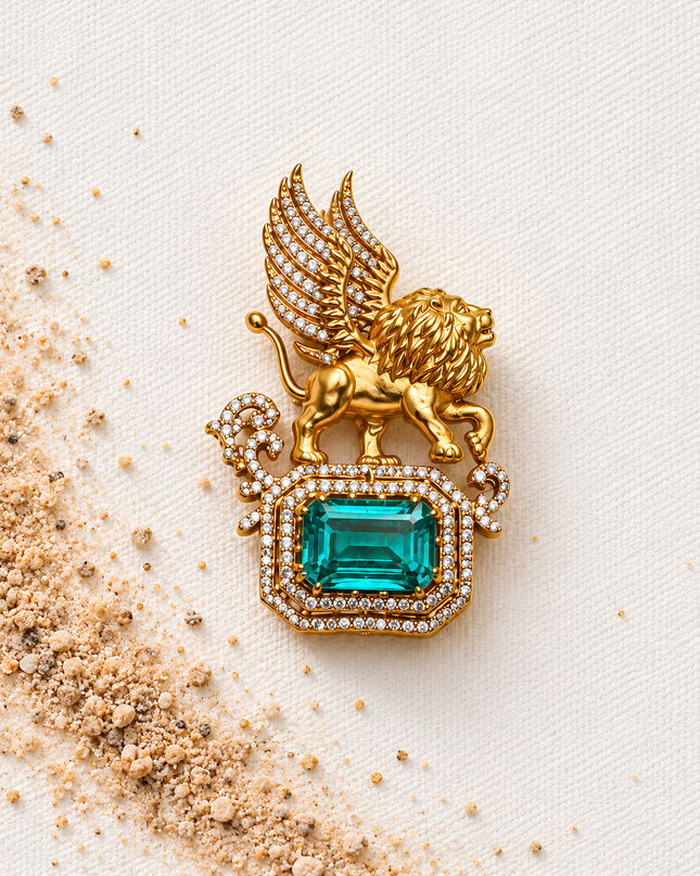 Aurelius Winged Lion Crystal Brooch