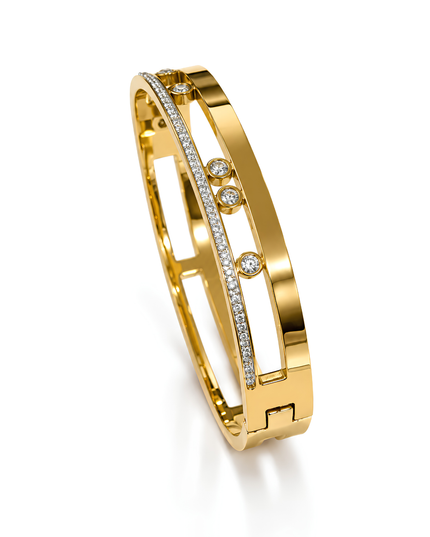 Luxe Orbit Gold Plated Crystal Openwork bangle