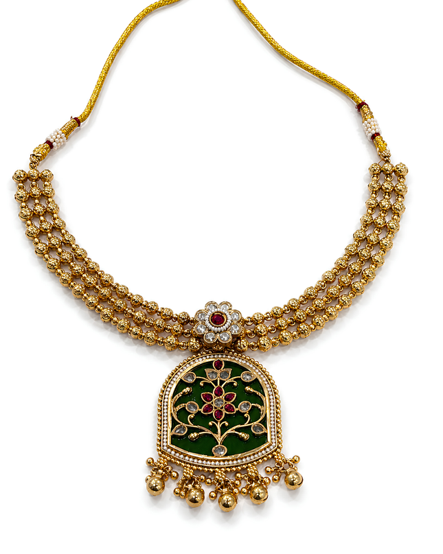 Rajsi Emerald Heritage Necklace Set