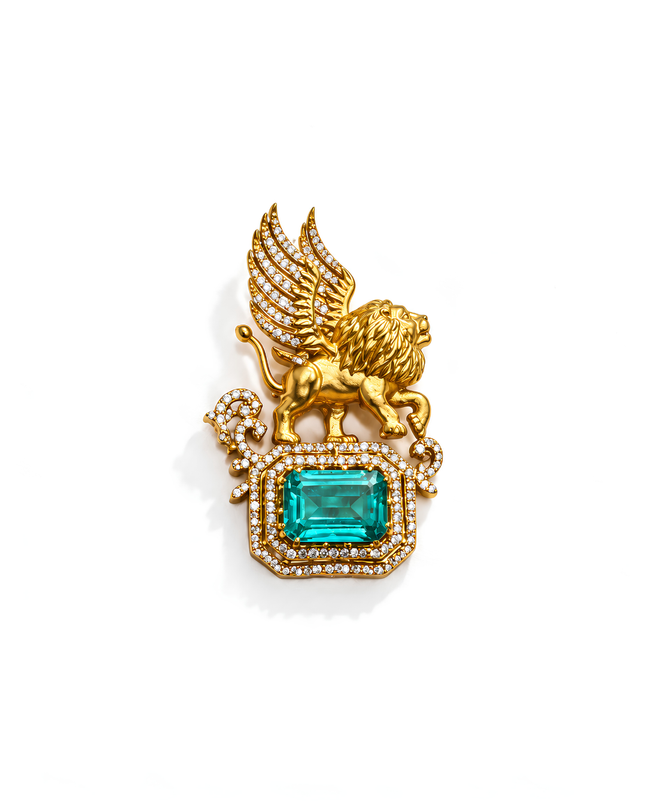 Aurelius Winged Lion Crystal Brooch
