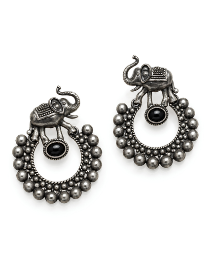 Elephant Charm Statement Hoop Earrings