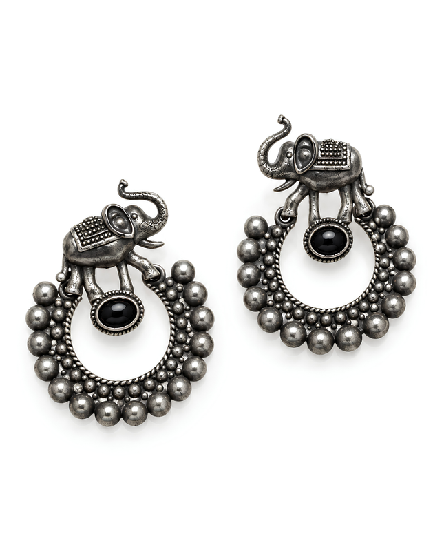 Elephant Charm Statement Hoop Earrings