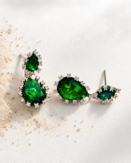 Emerald Green Teardrop Statement Earrings