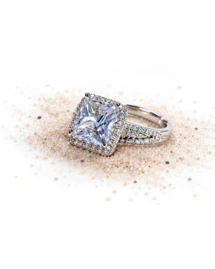 Aurelia Ice Blue Crystal Halo Statement Ring