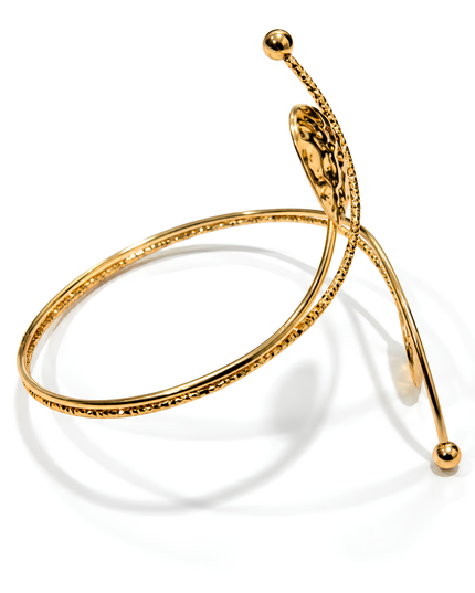 Avelia Golden Hammered Leaf Wraparound Armlet