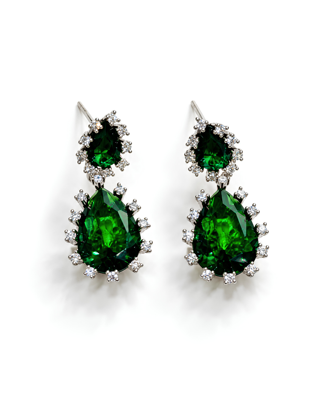 Emerald Green Teardrop Statement Earrings