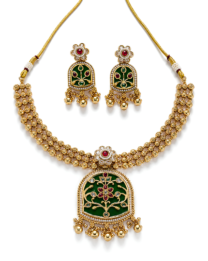 Rajsi Emerald Heritage Necklace Set