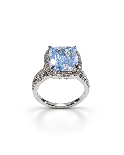 Aurelia Ice Blue Crystal Halo Statement Ring