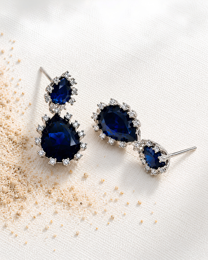 Royal Sapphire Blue Teardrop Statement Earrings