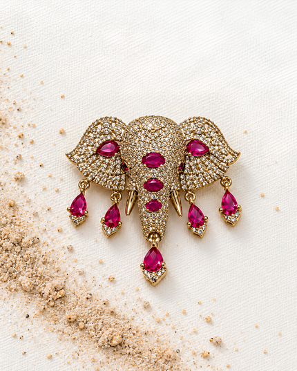Royal Ruby Elephant Crystal Brooch – Mini Jewels