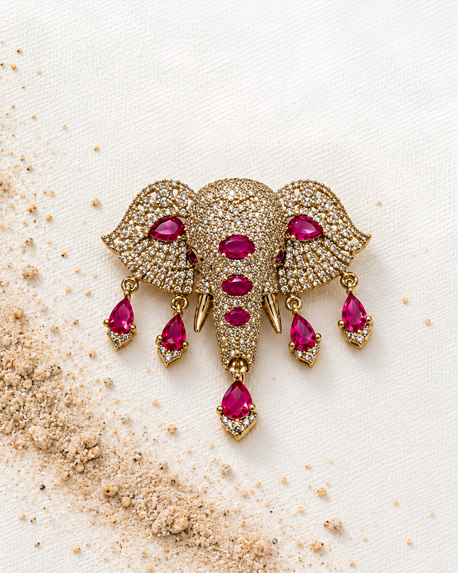 Royal Ruby Elephant Crystal Brooch – Mini Jewels