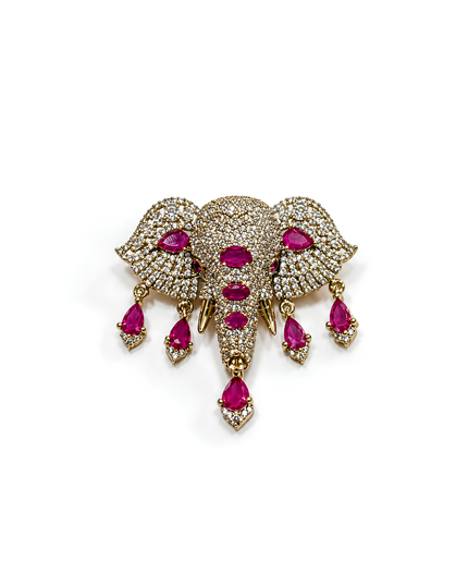 Royal Ruby Elephant Crystal Brooch – Mini Jewels