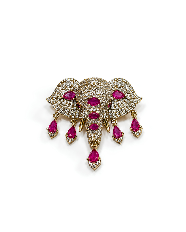 Royal Ruby Elephant Crystal Brooch – Mini Jewels