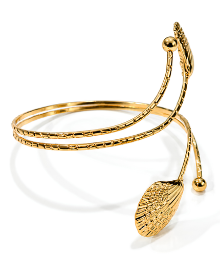 Elara Golden Textured Shell Wraparound Armlet