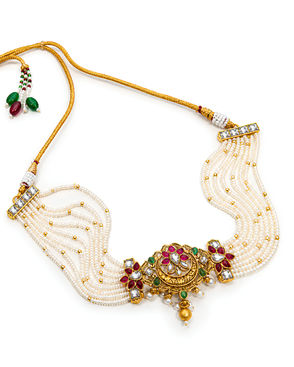 Pearl Floral Multistrand Necklace Set