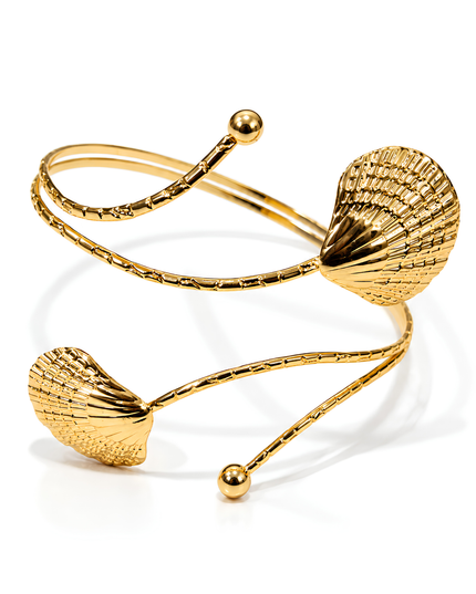 Elara Golden Textured Shell Wraparound Armlet