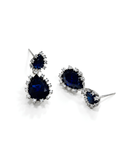 Royal Sapphire Blue Teardrop Statement Earrings