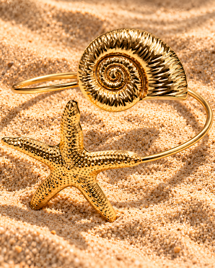 Marina Golden Starfish & Seashell Wraparound Armlet