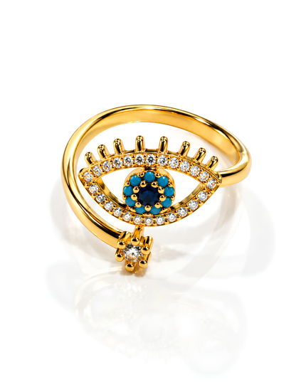 Neel Nazar Gold Plated Evil Eye Statement Ring