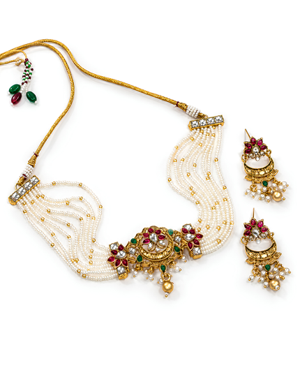 Pearl Floral Multistrand Necklace Set
