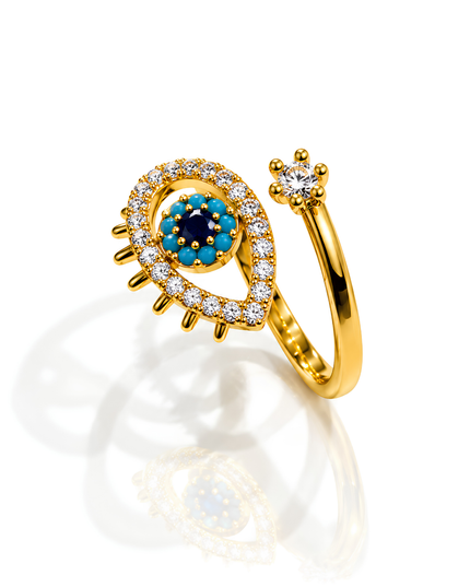 Neel Nazar Gold Plated Evil Eye Statement Ring