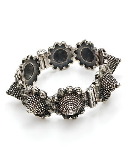 Antique Silver Floral Point Statement Cuff