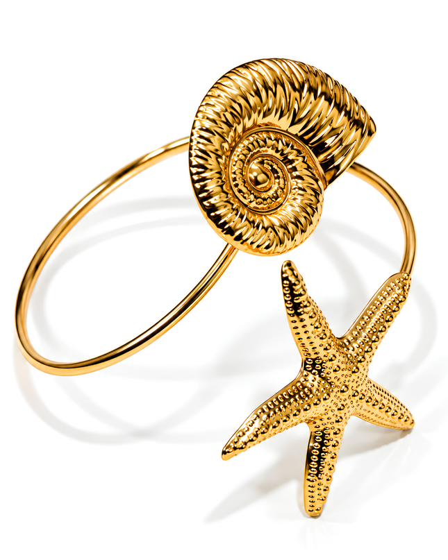 Marina Golden Starfish & Seashell Wraparound Armlet