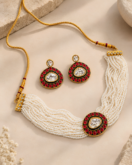 Ruby Heritage Pearl Necklace Set