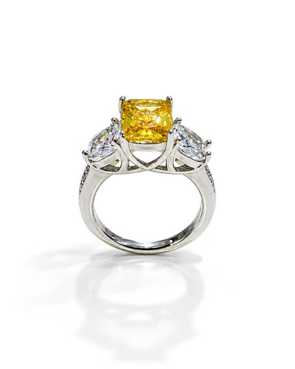 Zarina Yellow Solitaire & Crystal Statement Ring