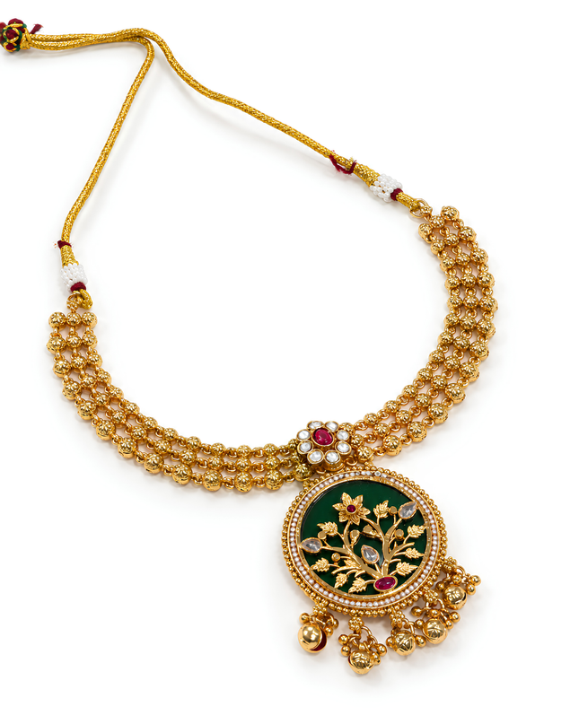 Emerald Floral Statement Necklace Set