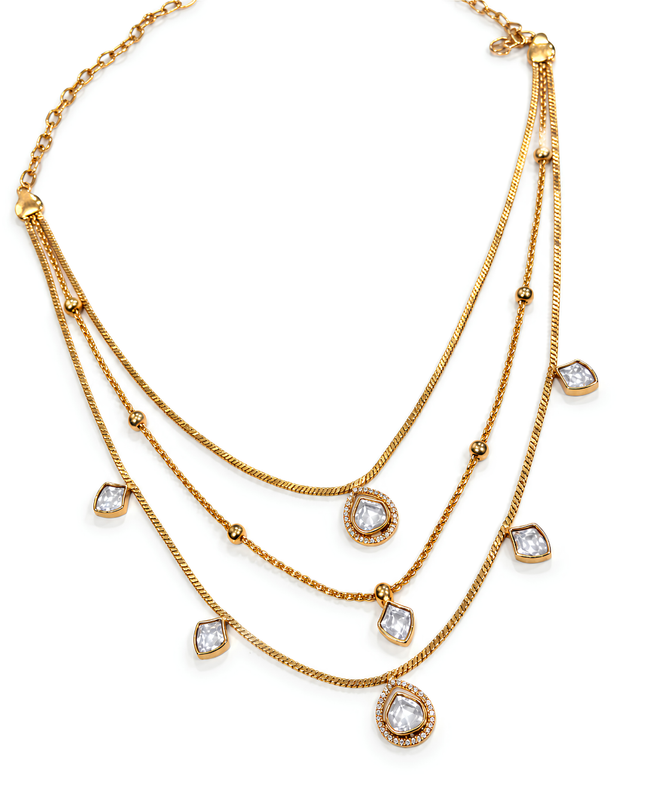 Crystal Cascade Layered Necklace Set