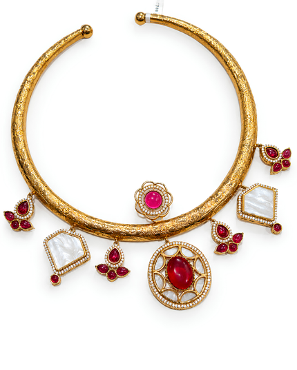 Treasure Ruby Bloom Statement Necklace Set