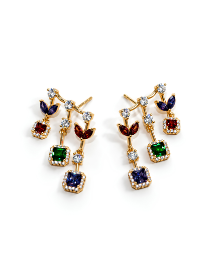 Aurora Multicolour Crystal Floral Drop Earrings