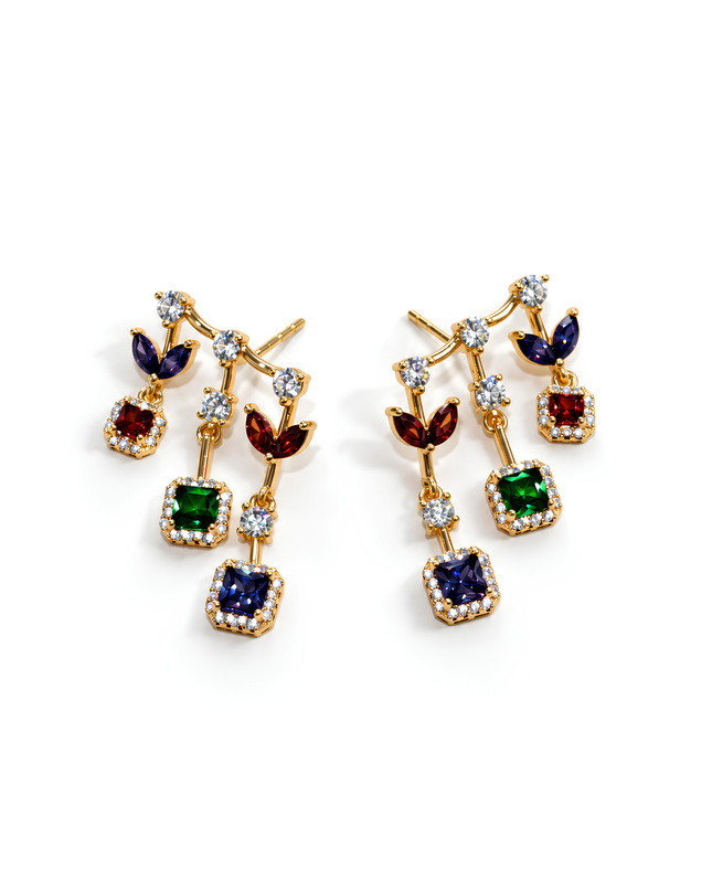 Aurora Multicolour Crystal Floral Drop Earrings
