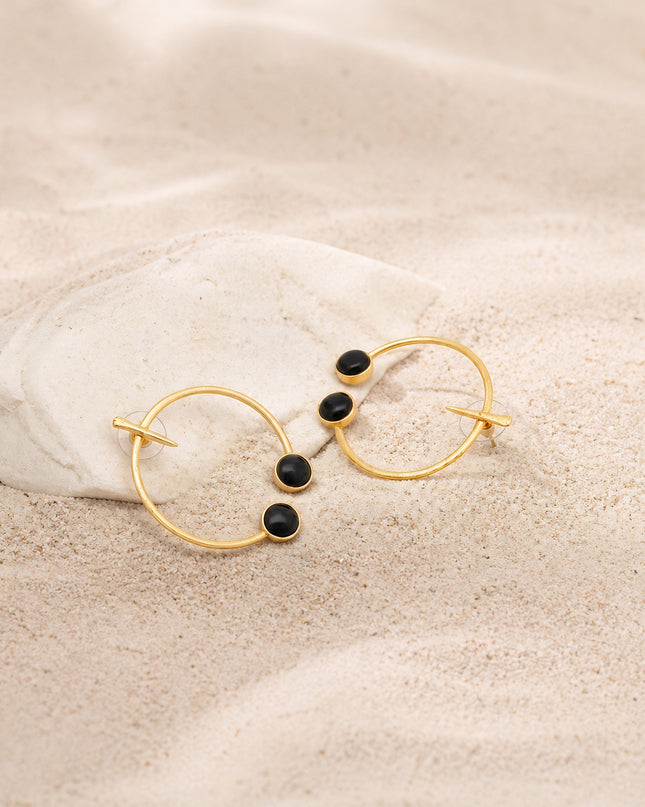 Crag Noir black Stone Hoops
