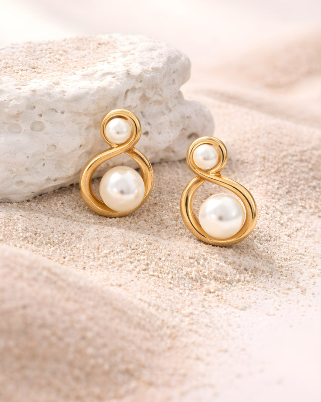 Mukta Pearl Swirl Stud Earrings