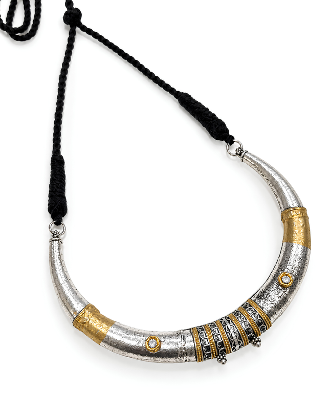 Silver Gold Tribal Necklace Set